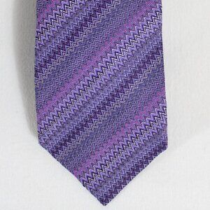 MISSONI Tie 100% Silk - Mauve & Purple Classic Zig Zag Pattern